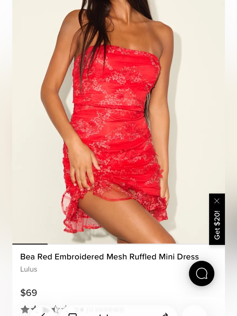 Lulu's Red Embroidered Mesh Ruffled Mini Dress